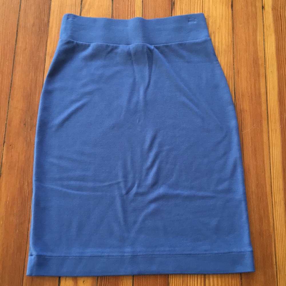 H&M blue form fitting midi skirt